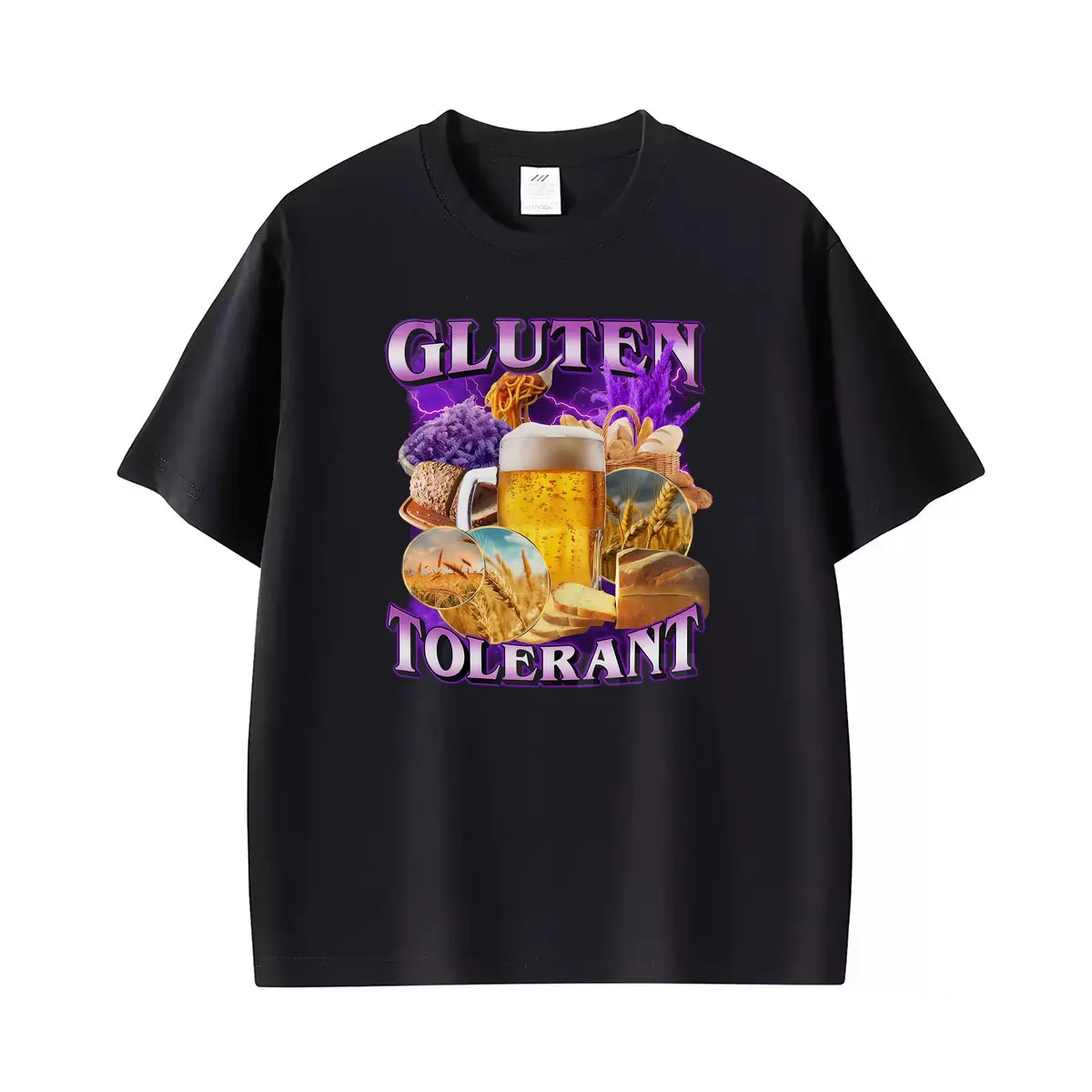 Gluten Tolerate Silly Funny Retro Graphic TShirt Men Women Summer Harajuku Fashion T-shirts Casual T-shirt
