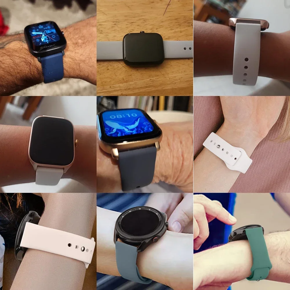 سيليكون الفرقة ل Amazfit GTS 4/3/2/2e/GTS2 Mini/GTR 42 مللي متر/47 مللي متر/GTR 3/3 Pro/2/2e/4 الرياضة 22-20 مللي متر سوار ساعة Amazfit بيب حزام