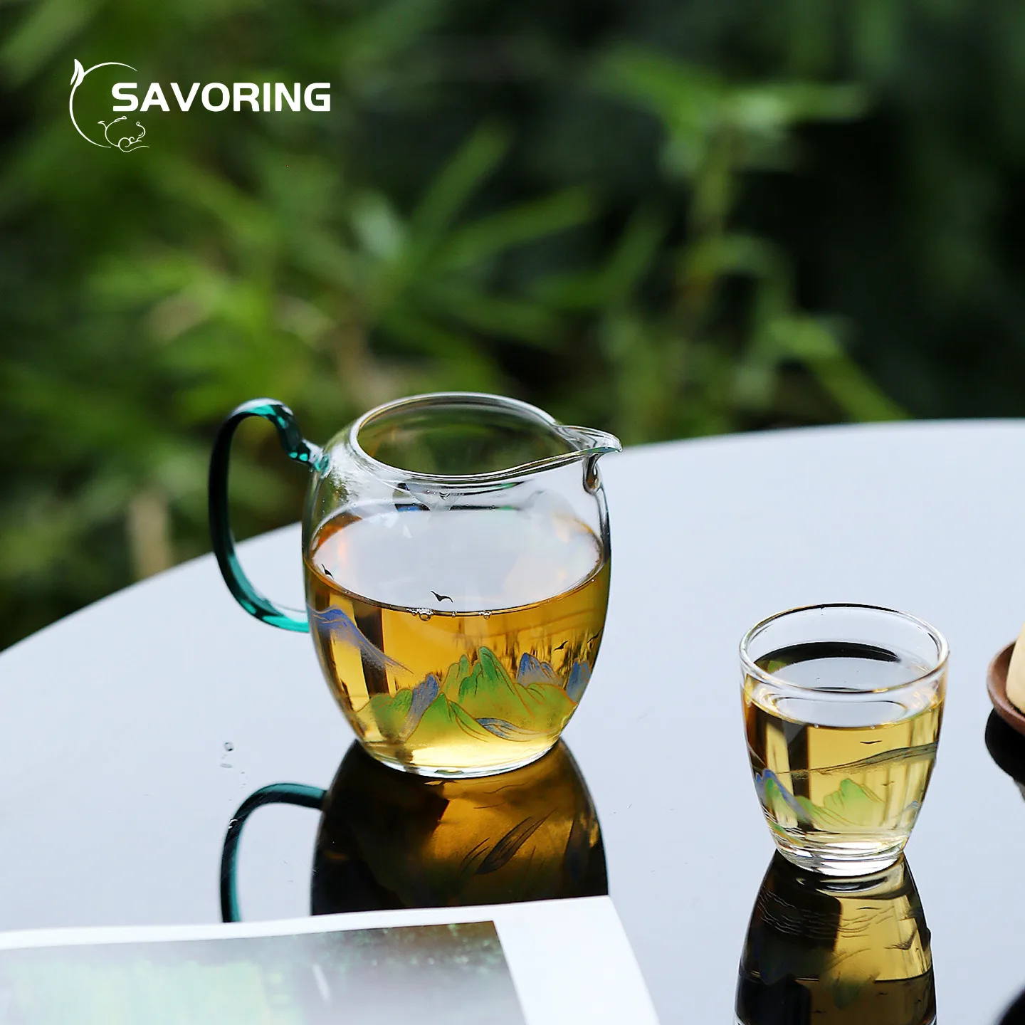 Landscape Painting Glass Cup Tea Pitcher With Handle Chhai Fair Cup Drinkware Tool Puer Justice Cup Teacup Aesthetic Maker Sea