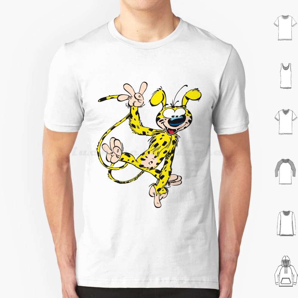 Camiseta Marsupilami Waving para hombres, mujeres y niños, 6xl, personaje de cómic, amarillo, Andre Spirou, Bélgica, Francia, Fantasio, revista para mascotas