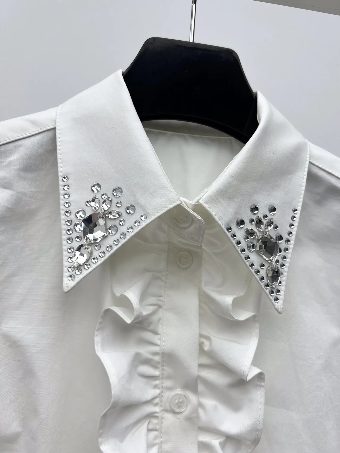 2024 Women's Clothing rhombus crystal embellished shirt Spring Summer New No.40