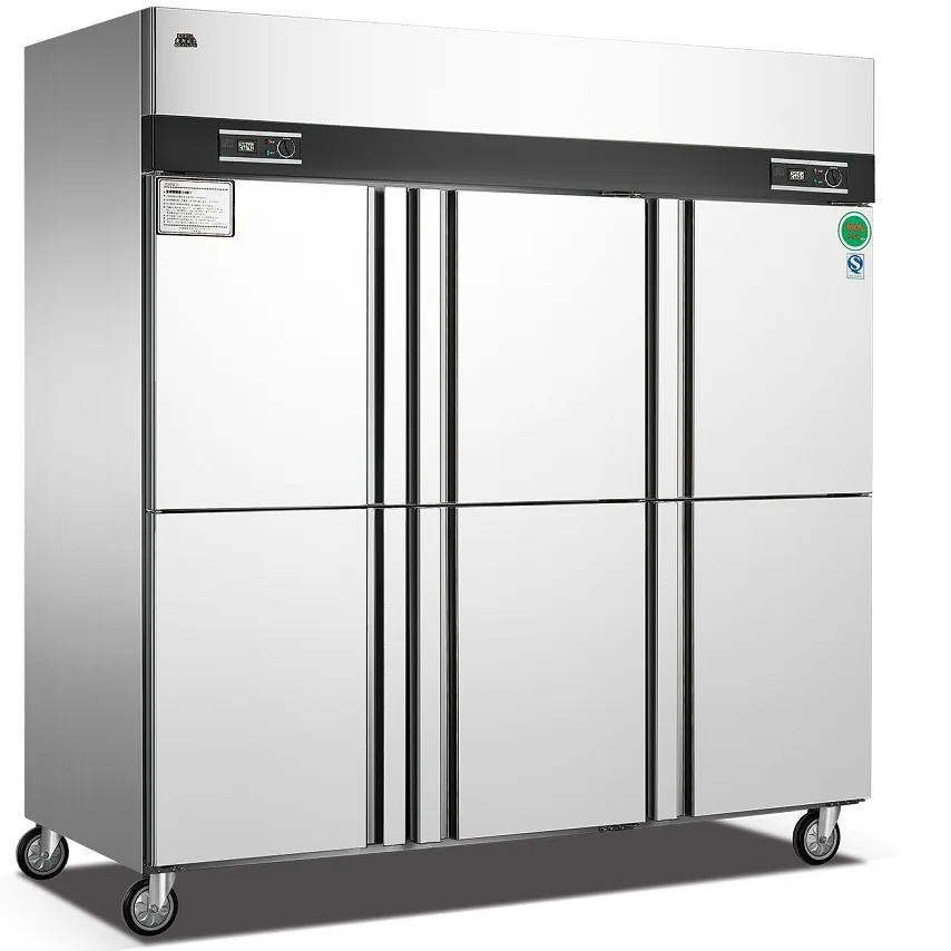Commercial Kitchen Stainless Steel  Refrigerator  Popular Brand Upright 6  Doors Built in Compressor