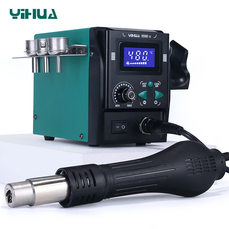 

YIHUA 959D-II 700W Professional Hot Air Soldering Station PhoneRepairWelding Tools Rework Heat Station with Hot Air Gun Nozzle