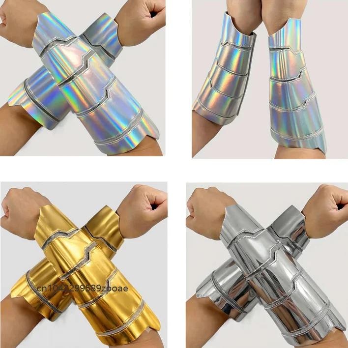 Medieval Knight Shiny Metallic Arm Silver Gold Warrior Armor Renaissance Fantasy Cosplay Props For Carnival Fancy Dress Outfit