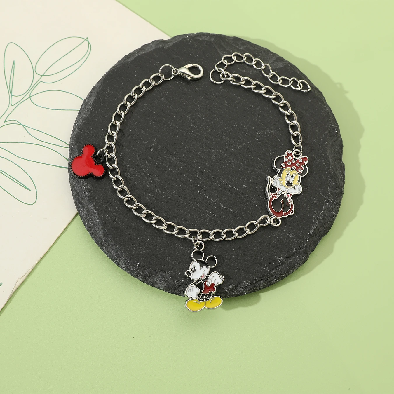 1 Disney series fashion new product simple cool Mickey Mouse Mickey Minnie element pendant versatile bracelet