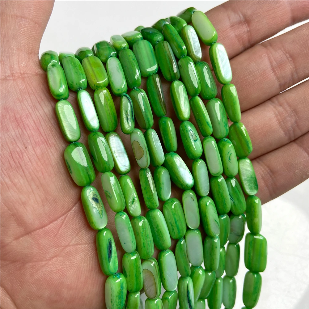 15x6mm Multicolor Dyed Shell Beads Natural Mother of Pearl Bead Loose Rectangle Spacer Dyed Beads for Women Men Jewelry Making