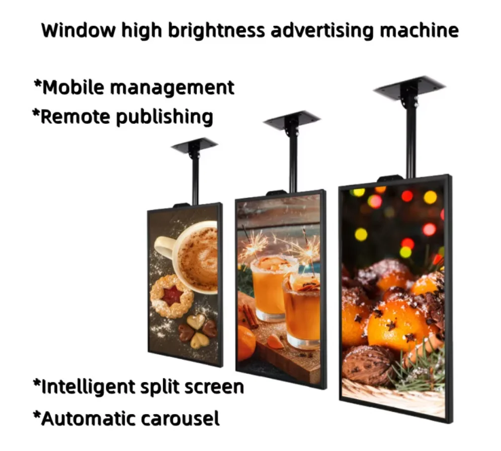 32 43 55 65 Inch Hanging Lcd Advertising Display High Brightness 1000-5000 Nits Shop Window Display Digital Signage And Display