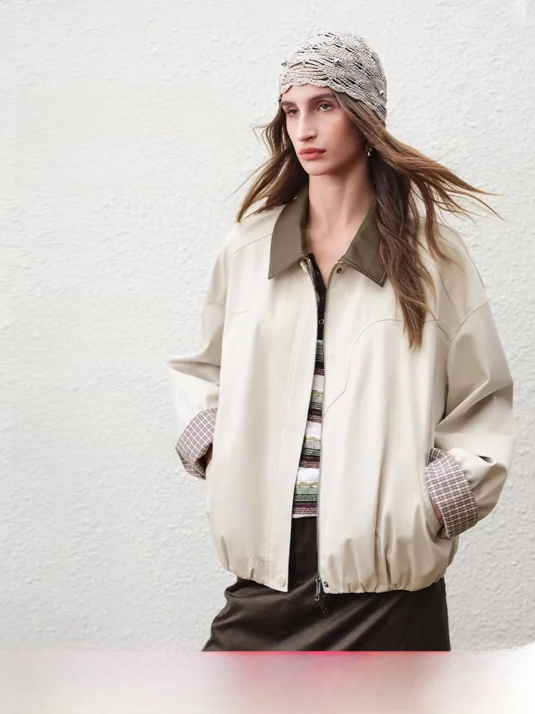 

Куртка-харрингтон женская рабочая из серии Luxury, укороченная, из смесового хлопка, с длинными рукавами, на молнии, цветная