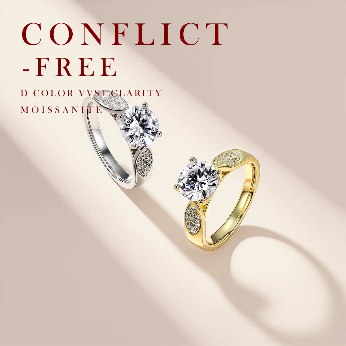 خاتم مويسانيتي 2.2 قيراط 925 فضة استرليني 18 قيراط مطلي بالذهب تمهيد لهجة فاخرة متألقة هدية خطوبة #5