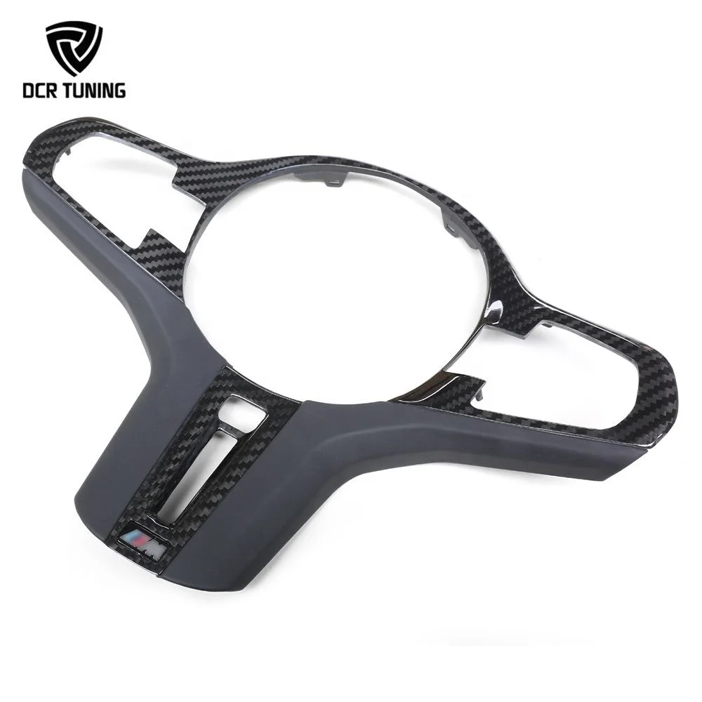 ألياف الكربون الجافة غطاء عجلة القيادة الكسوة لسيارات BMW PRE-LCI F90 M5 X3M F87 X4M F98 2018 2019
