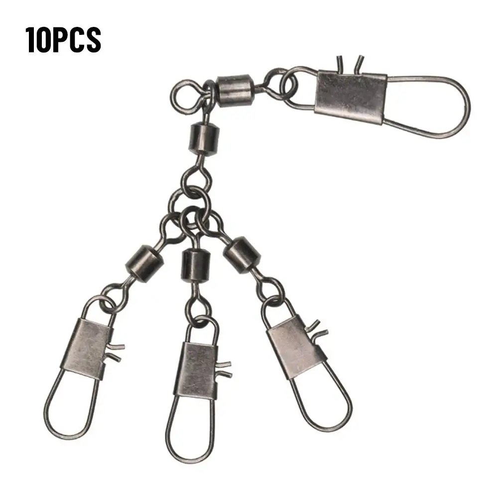 10Pcs Solid Ring Stainless Steel Heavy Duty Ball Rolling Swivel Bearing Barrel Fishing Snap Connector With Pin Fishing Tackle