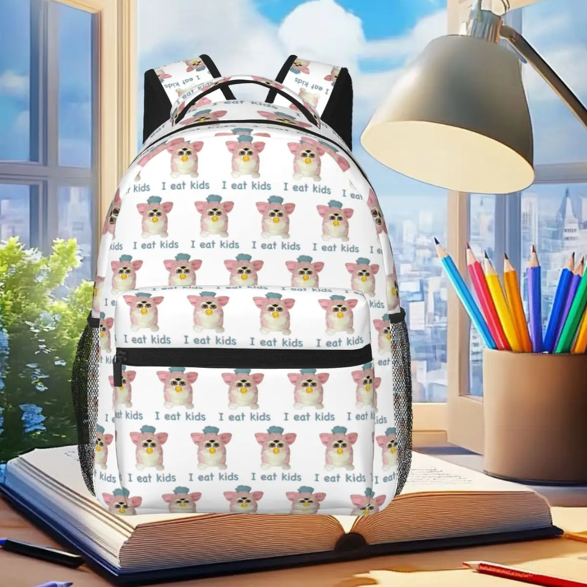 Furby I Eat Kids Backpack Student Boys Girls BookBag Kids School Bag Laptop Shoulder Bags for Men Women