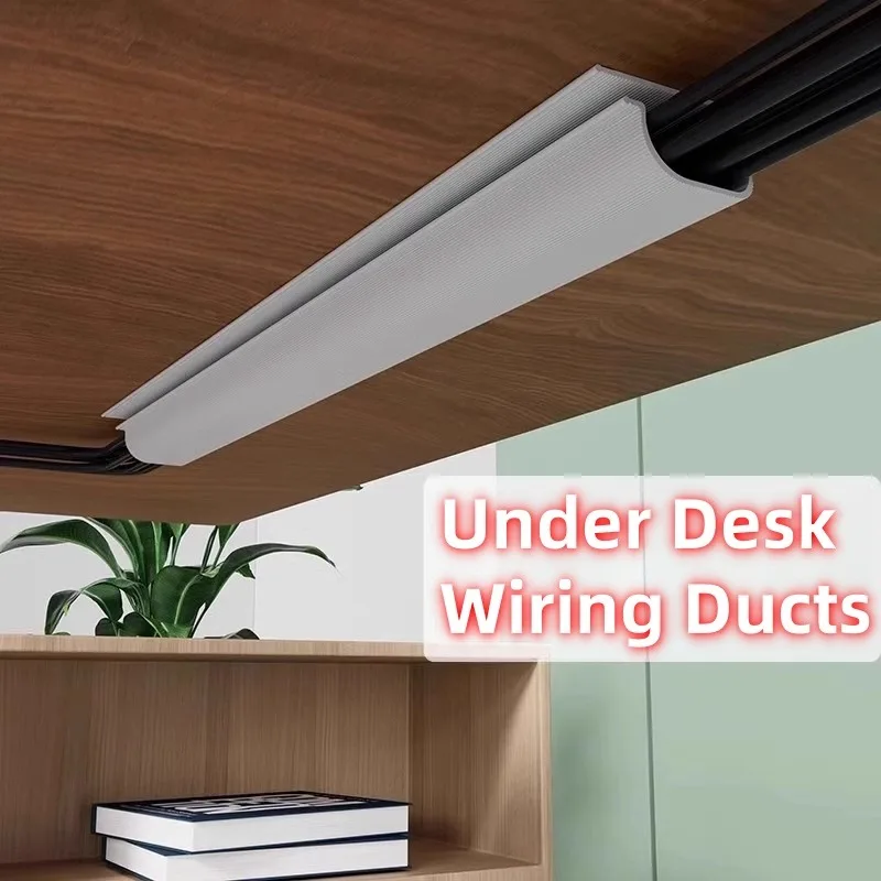 Cable Management Under Desk Channel Cable Raceway Cord Hider Desk Cable Tray No Drilling for home office wire Organizer 40cm PVC