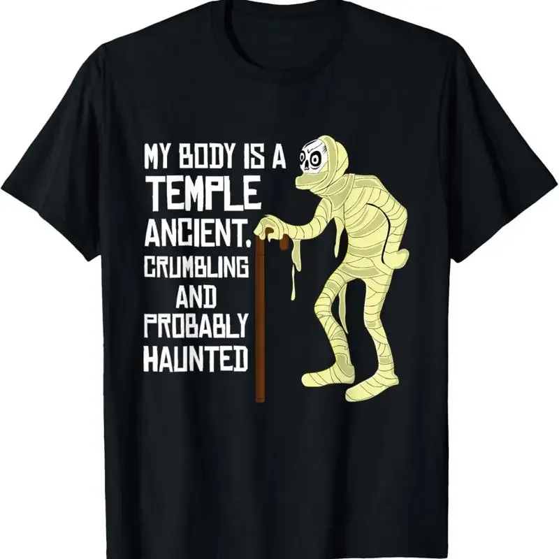

My Body Is A Temple Ancient Crumbling Haunted Mummy Graphic Tee Men Trip Casual