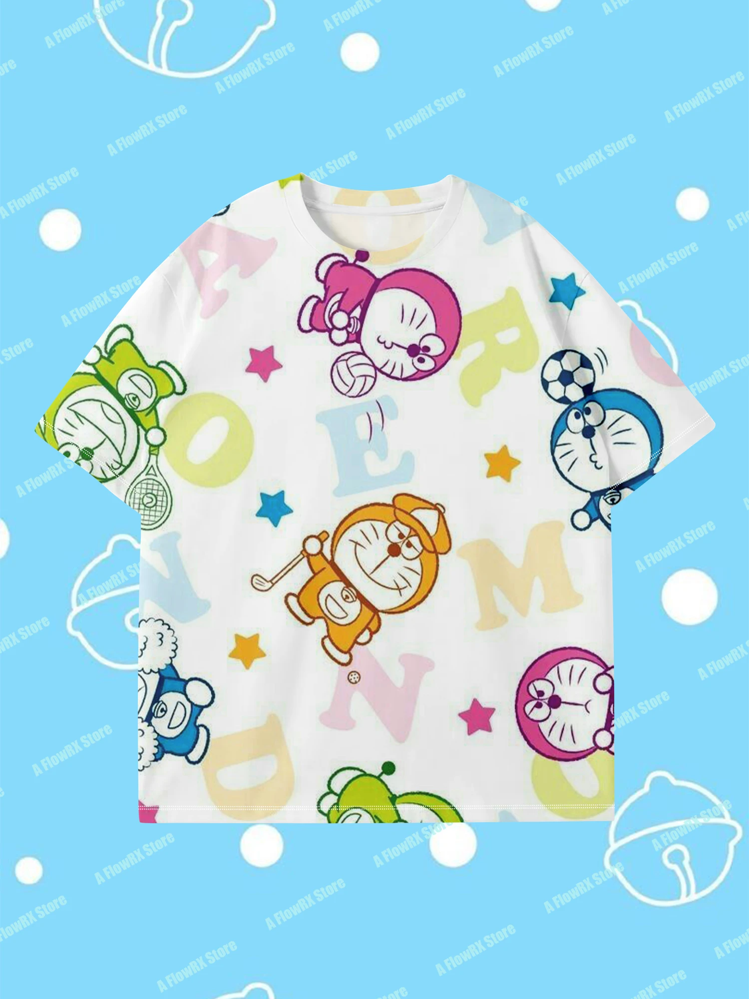 تيشيرتات Doraemon مطبوعة ثلاثية الأبعاد مثالية للاستخدام الخارجي غير الرسمي مناسبة للرجال والنساء والكبار والأطفال في الصيف ومريحة للتنفس
