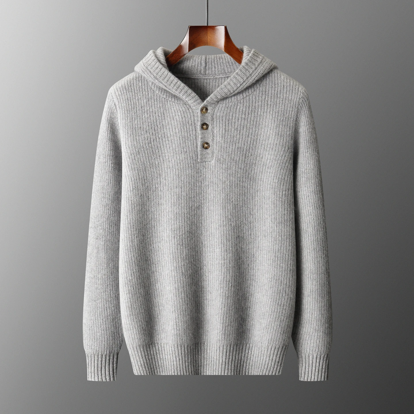 New Product：Men's Minimalist Hooded Knitted 100% Cashmere Sweater Casual Thick Warm Versatile Pullover Autumn Winter Fashion Top