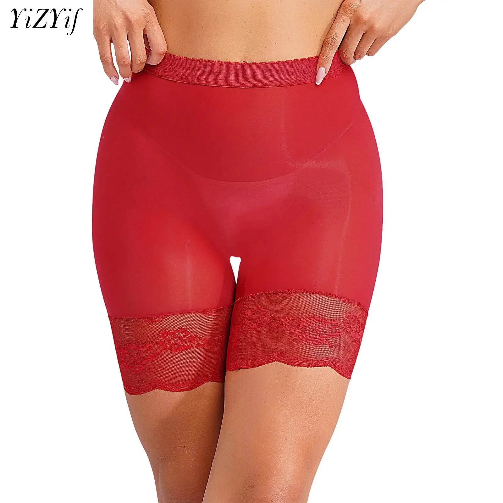 

New Women Oil Shiny Panties Transparent Underwear Sexy Underpants Shorts Boxers Ultra Thin Flower Lace Glossy Crotchless Panties