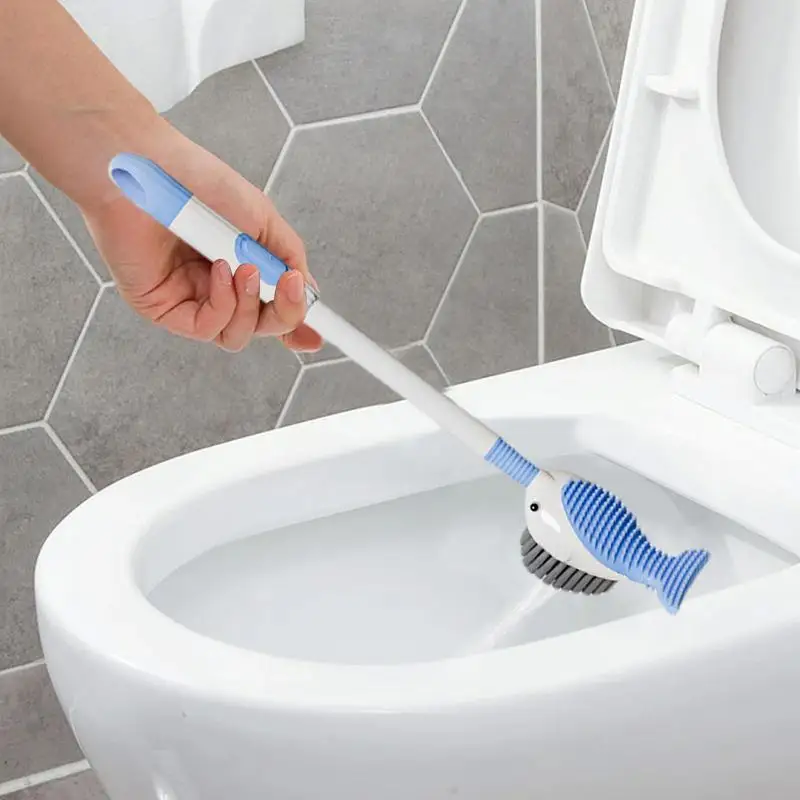 Long Handle Toilet Brush Wall Mounted Toilet Bowl Brush In Whale Shape No Dead Angles Suction Cup Mounting Toilet Brush For