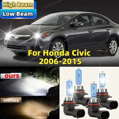 4 पीस 100W हैलोजन कैनबस 6500K कार हेडलाइट HB3 HB4 हाई लो बीम होंडा सिविक 2006 2007 2008 2009 2010 2011 2012 13 14 2015 के लिए 8 best sales सीआरवी 2007 - №4