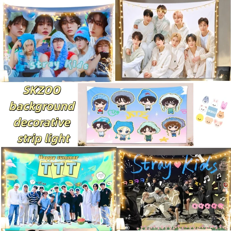 

Тканевое панно SKZOO Anime Stray Kids: Декор для стен в общежитии, с изображением группы Star, одинаковый фон, для студентов
