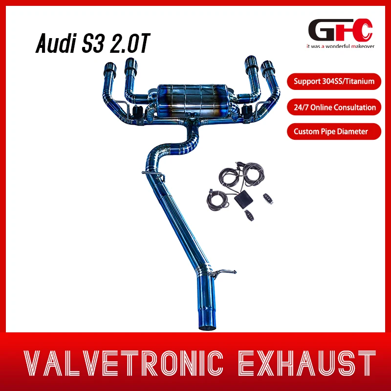 

Cat-Back Exhaust System for 2017 Audi S3 2.0T Titanium High Performance Electronic Valve Exhaust pipes