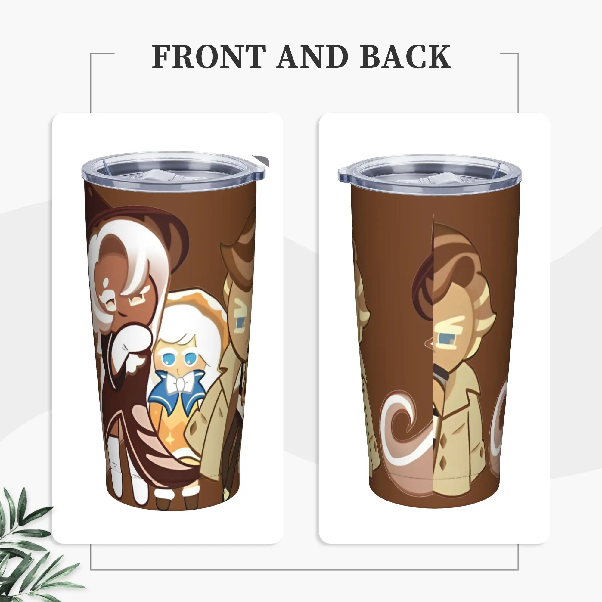 Lattes Creampuffs Almond Cookies Tumbler Vacuum Insulated Run Kingdom Thermal Cup Vacuum Flask Car Mugs Water Bottle, 20oz