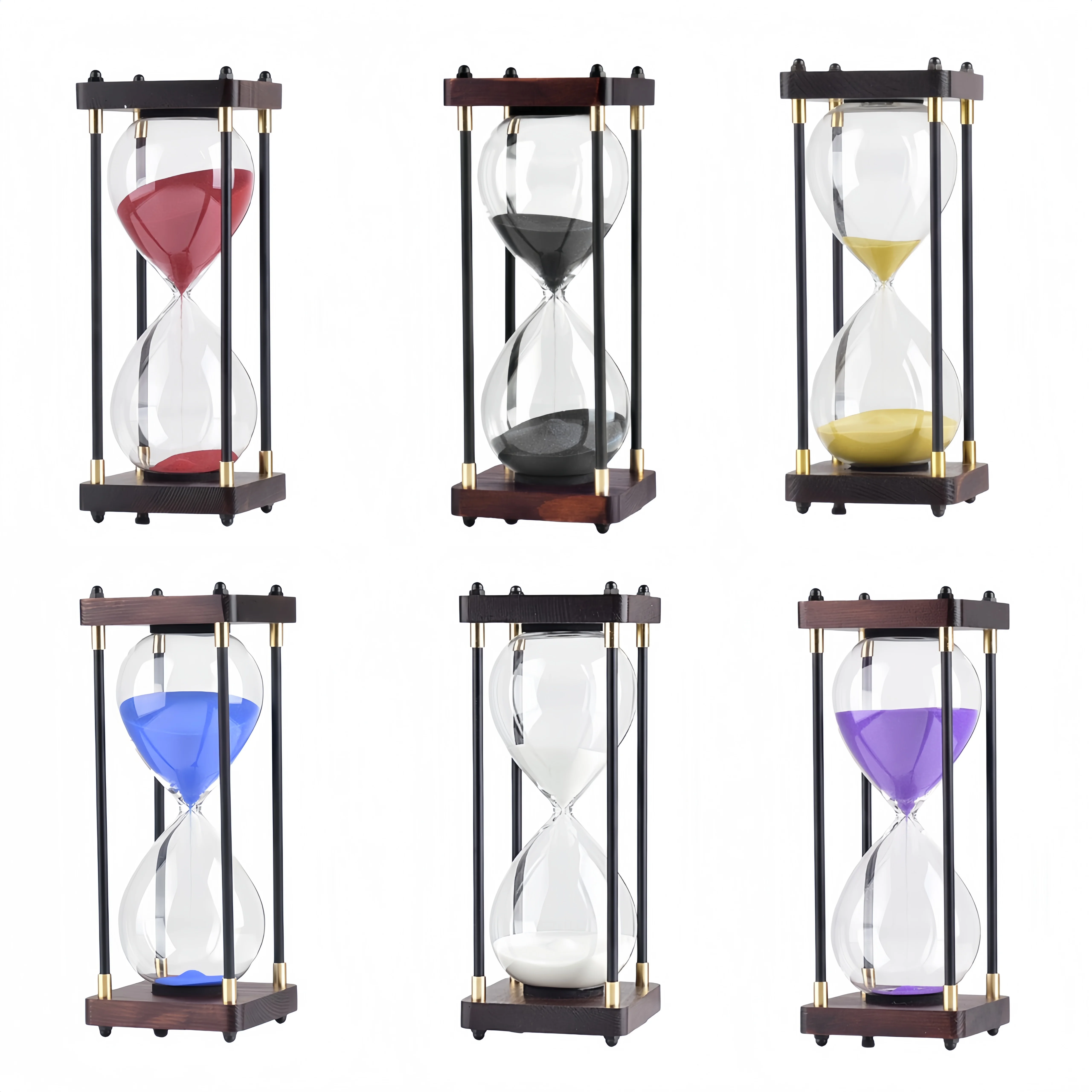Anniversary Wedding Gift for Him Her,30Min 25cm Wood Frame Hourglass,Multicolor Sand Timer,Vintage Desktop Decor Ornament