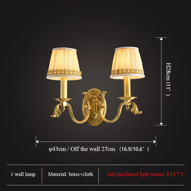 Debby American Messing Wandlamp Luxalious Kamer Slaapkamer Bedlampje Retro Hotel Gang Gang Wandlamp