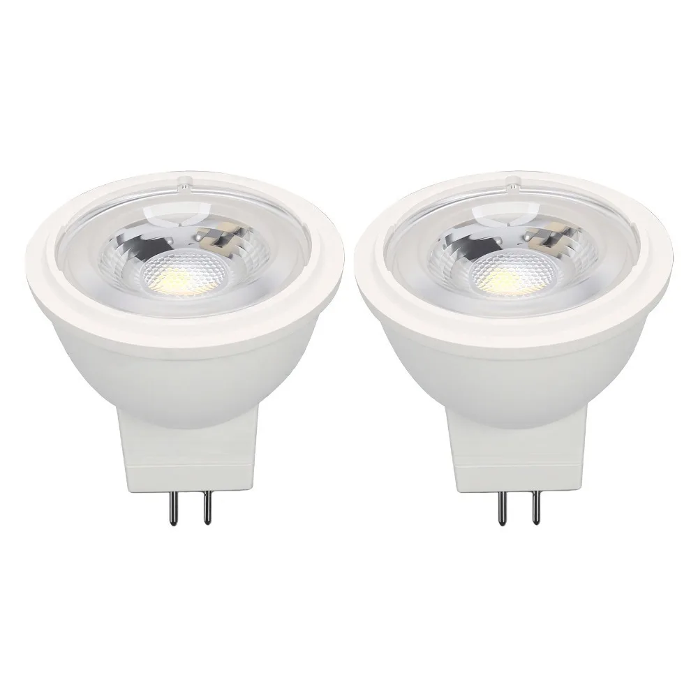 2 Pack Versatile GU4 LED Bulbs 3W MR11 Bulbs CRI 80 12V AC/DC Light Bulbs Display Lighting