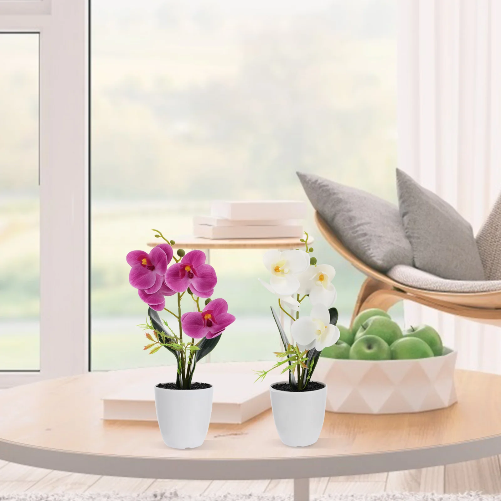 

3Pcs 3D Printed Phalaenopsis Simulation Bonsai Artificial Mini Plant Decor Home Office Desktop Decoration Natural Look
