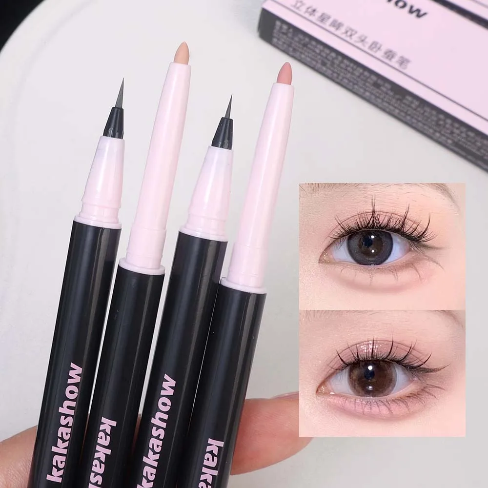 2 in 1 opaco schiarente sdraiato baco da seta penna eyeliner liscio non fiorito tè marrone rosa ciglia inferiori ombretto matita cosmetici