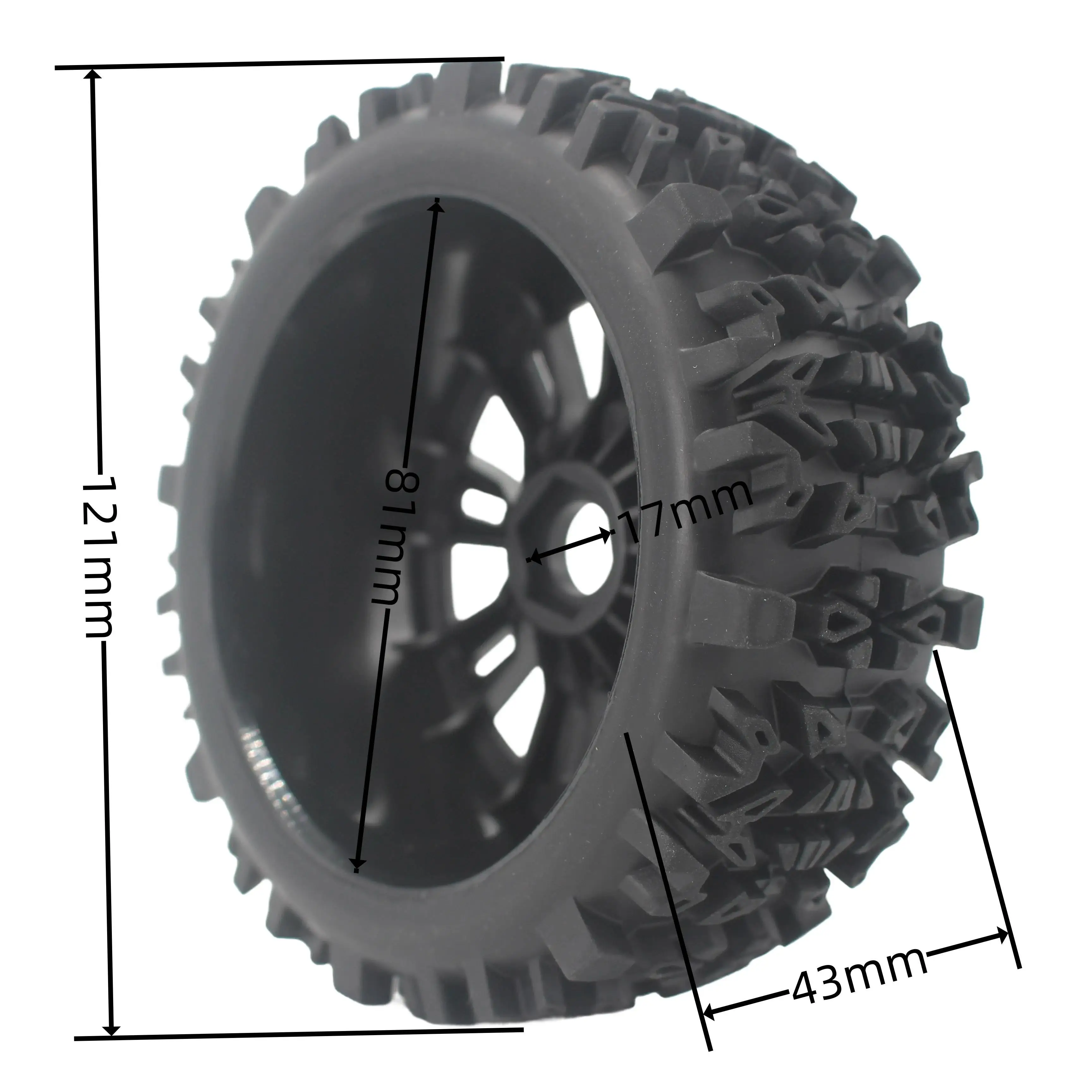 Pre-Glued RC 1/8 Off-road Car Tires Buggy Wheels Tyres With 17mm Hub For KYOSHO HPI LOSI HSP GT2 Hobao Redcat Axial Traxxas Vkar