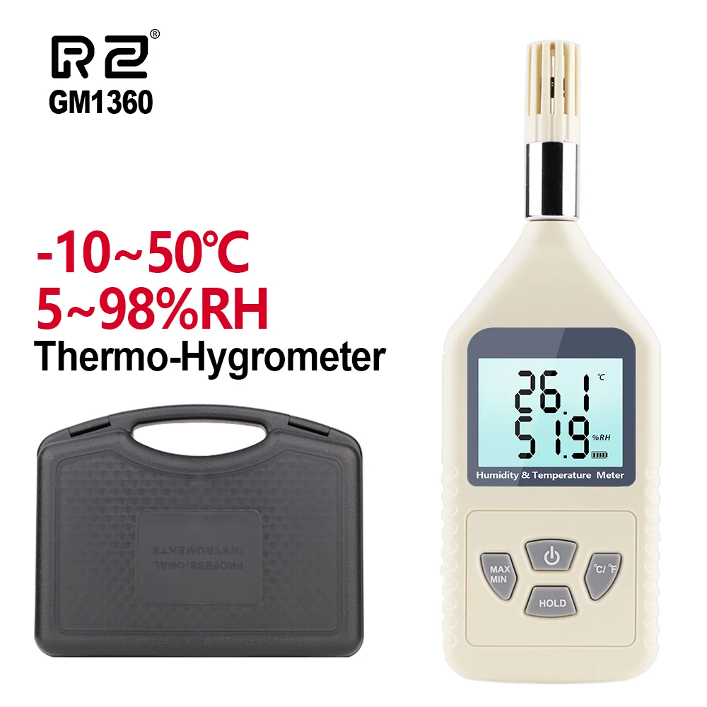 

RZ Humidity Handheld Digital Professional 5%-99%RH -10-50C Hygrothermograph Hygrometer With Temperature Meter