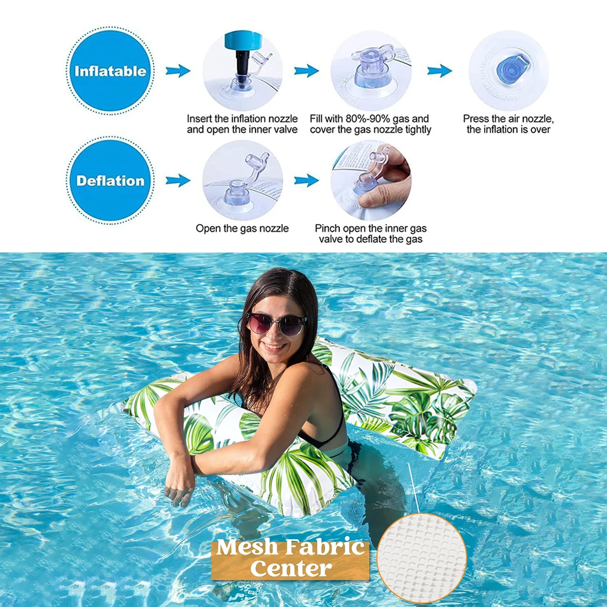 インフレータブルフローティングラフト新しいプールハンモック折りたたみ式新緑の葉ウォータークリップネットラウンジチェアインフレータブルフローティングベッド水泳