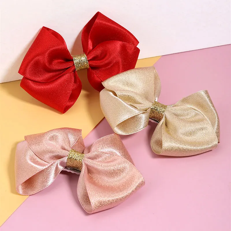 

Elegant Silk Hair Bow Clips For Girls Handmade Hairpin Boutique Barrettes Headwear Kids Hair Accessories Baby Bow Girl Hairpins