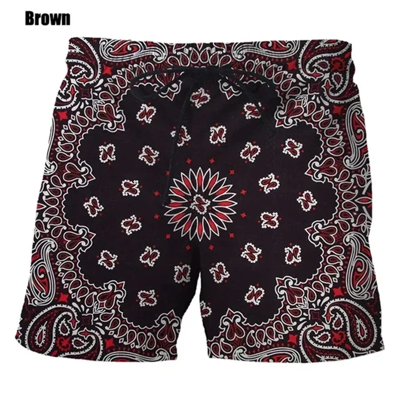 New Bandana Pattern Men And Women 3D Printed Harajuku Style Beach Shorts Fashion Water Sports Fitness Pants Surfboard Shorts