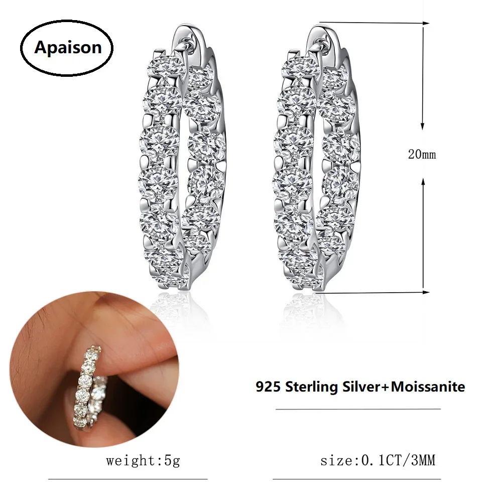 

Apaison D Color 3 mm Real Moissanite Stud Earrings for Women 925 Sterling Silver Hoop Earring Female Anniversary Jewelry Gift