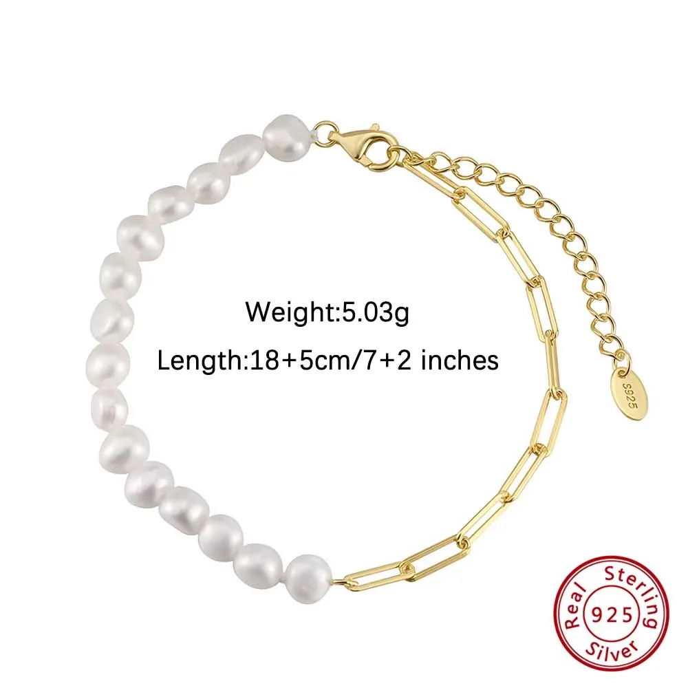 ORSA JEWELS Halskette mit natürlichen Perlen und Perlen aus 925er-Sterlingsilber, Büroklammerkette, Hochzeit, Party, modischer Perlenschmuck GPN 13