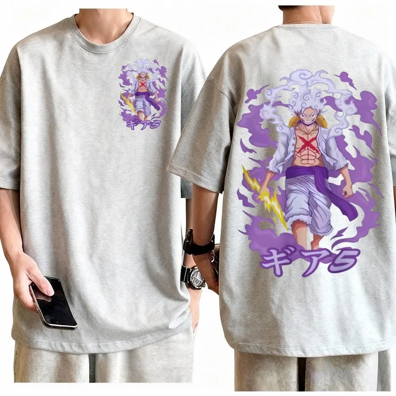 ワンピース ルフィ ギア 5 ニカ Tシャツ メンズ ダイナミック プリント コットン アニメ Tシャツ モダン ストリートウェア 快適 カジュアル デイリー トップ