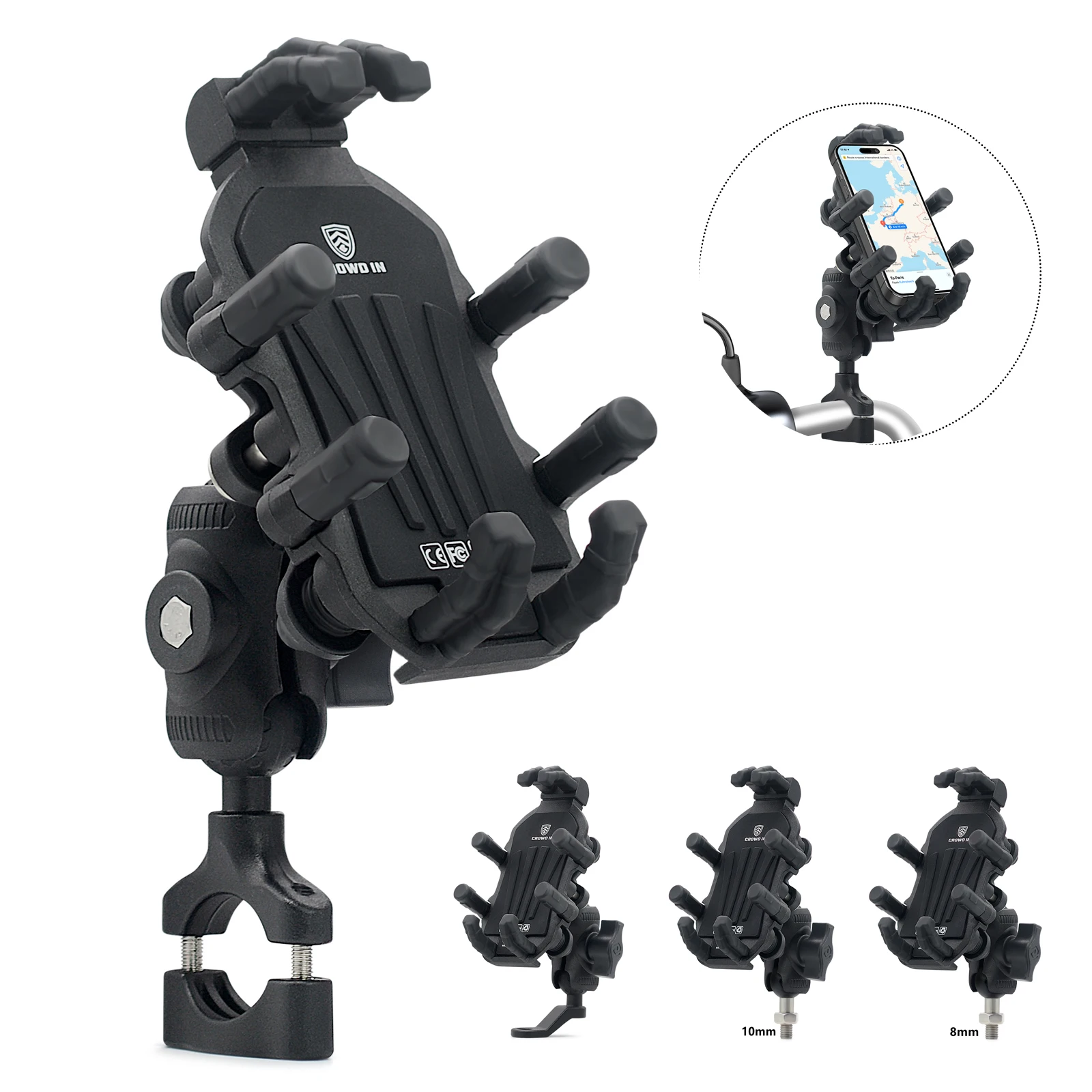 Motorcycle Cell Phone Support Handlebar Bracket Mobile Mirror Mount Navigation Stand Aluminum Anti Vibration Handle Holder Bike