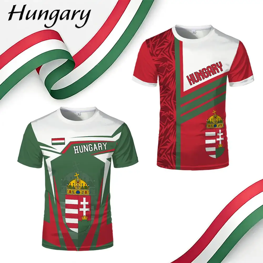 

Hungary Flag T-Shirt Men's Hungarian National Emblem 3D Print Football Jersey Summer Breathable Quick Dry Sports Casual Tops