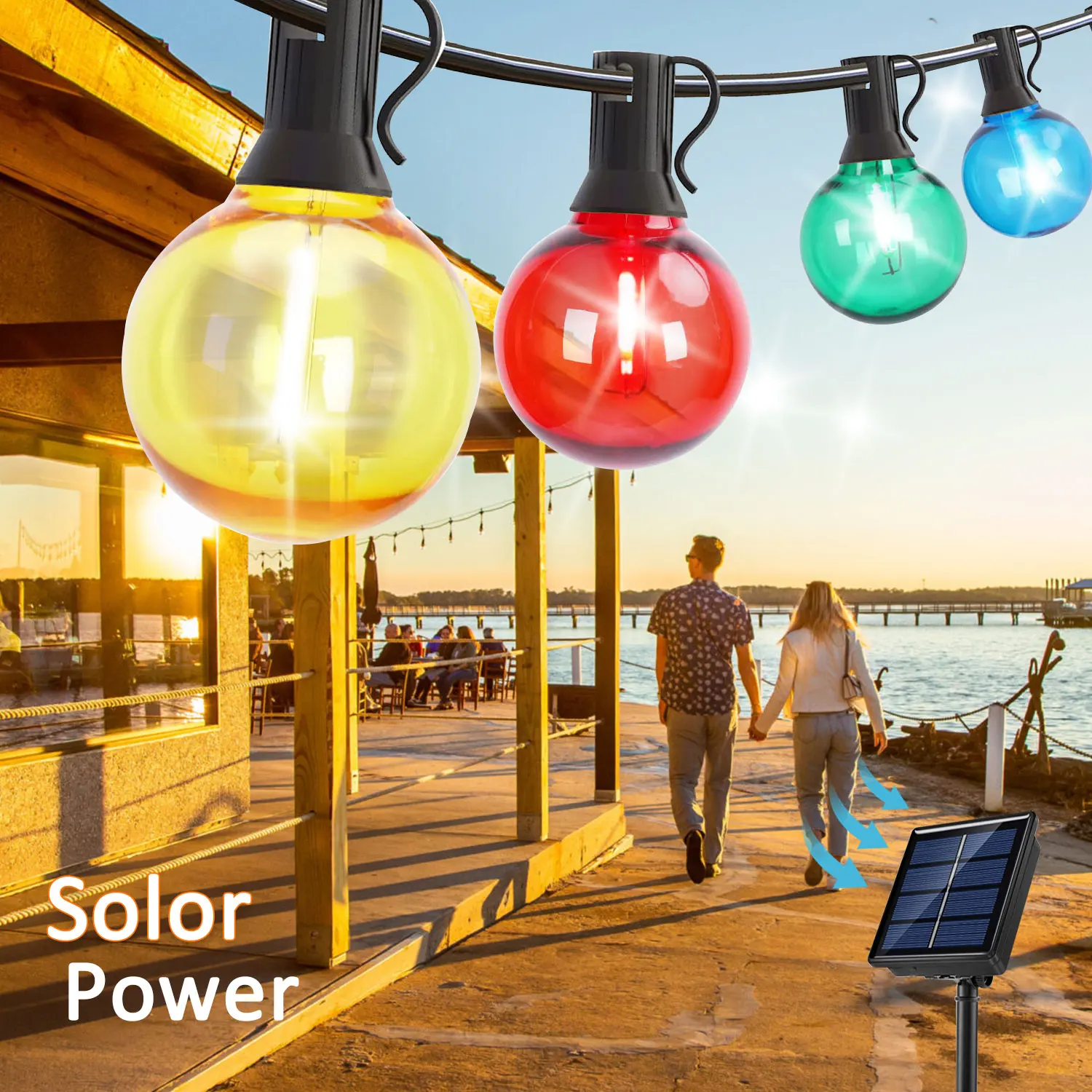 

Party String Lights LED Christmas G40 Bulb Garland Patio Solar Wedding Decoration Backyard Fairy Lights Outdoor Waterproof