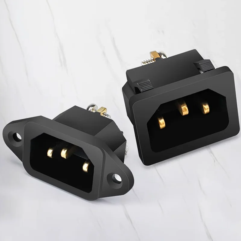 5PCS Computer Mount Outlet 3 Pin IEC320 C14 Electrical Power Socket LED Rocker Switch Brass 10A Fuse Inlet Plug Connector 250v