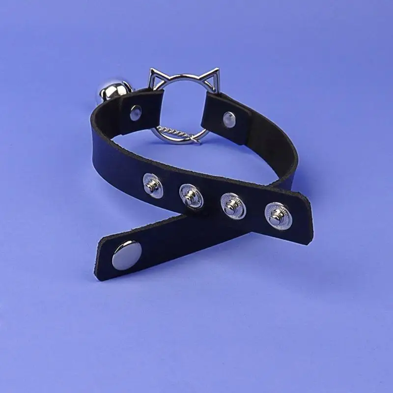 39BD Sexy Gothic Punk Harajuku Halloween Chain Choker Collar Necklace for Women Adjustable Leather for Cat for Head Chocker N