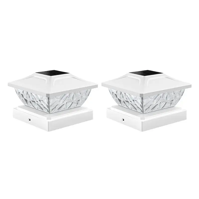 TKOH-4X Outdoor Fence Post Cap Light Warm White And Cool White Lighting Wateproof Villa Column Lamp Solar LED Pillar Light B