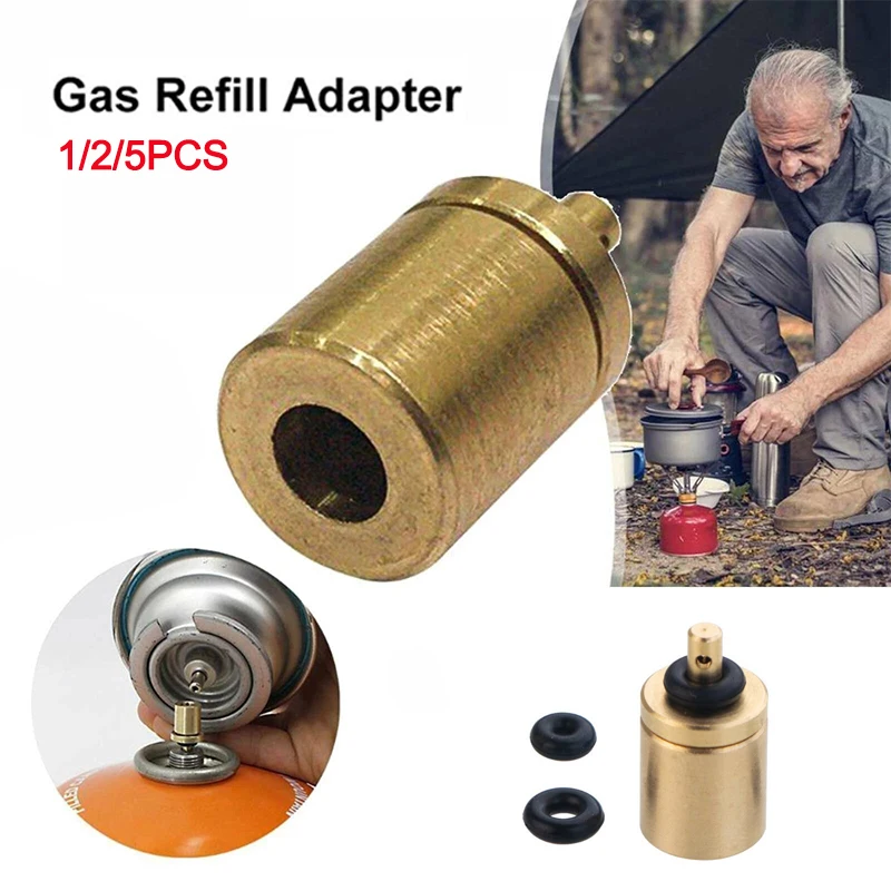 1/2/5PCS Outdoor Camping Stove Gas Tank Adapter Gas Refill Adapter Cylinder with Spare O-rings for Inflate Butane Canister