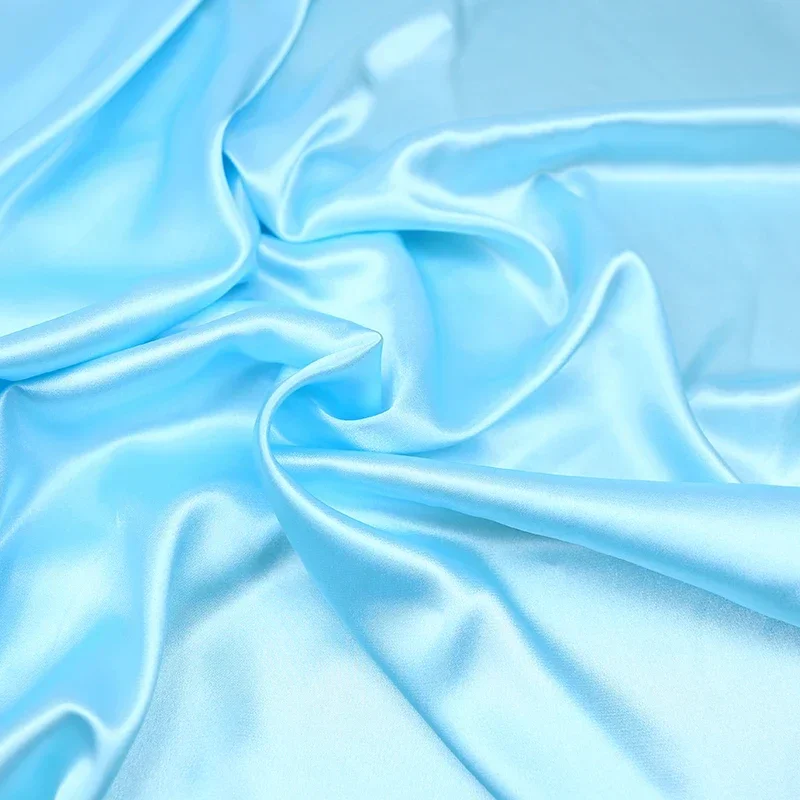 Micro Strech Satin Fabric By Meters for Wedding Dress Clothes Pajamas Diy Sewing Cloth High Density Soft Smooth Plain Gold Black