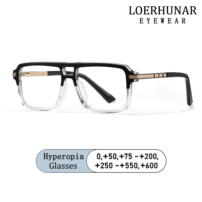 

Brand Design Oversized Double-beam Frame Hyperopia Eyewear Photochromic Anti Blue Light Computer Men Readinses for Man 0 to +600
