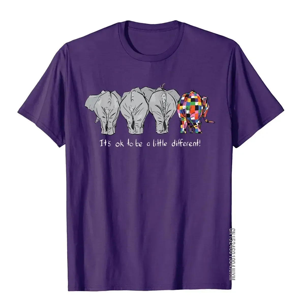 It's Ok To Be A Little Different Elephant Funny T-Shirt Cotton England Style Tops Tees Fitted Men Hip Hop