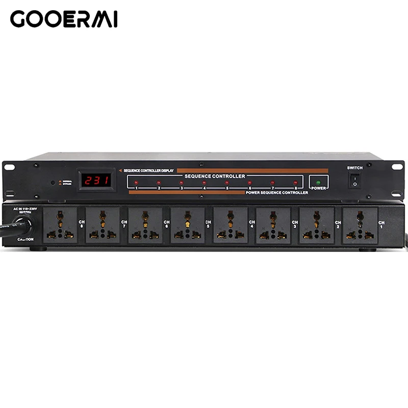 8 Channel DJ Sound System Power Sequence Controller With Display For Ktv Live Sound Stage Equipment